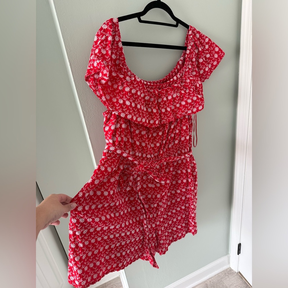Off-The-Shoulder Embroidered Romper - Picture 5 of 6
